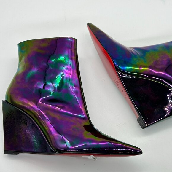 Christian Louboutin CONDORAGE BOOTY 85 Iridescent Wedge Heel Ankle Boots - Picture 11 of 14